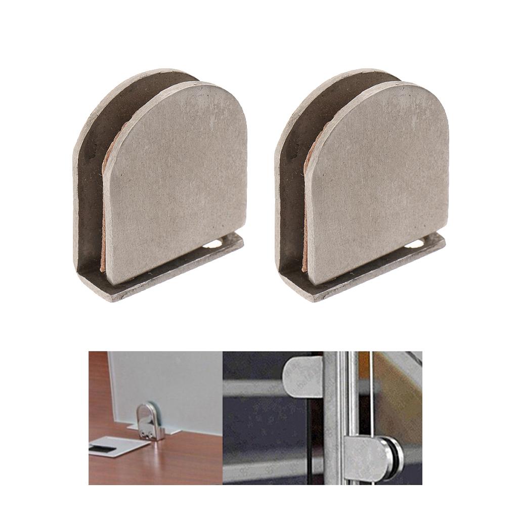2pcs Stainless Steel Shower Glass Door Panel Fixed Clips  90 Degree 2-side