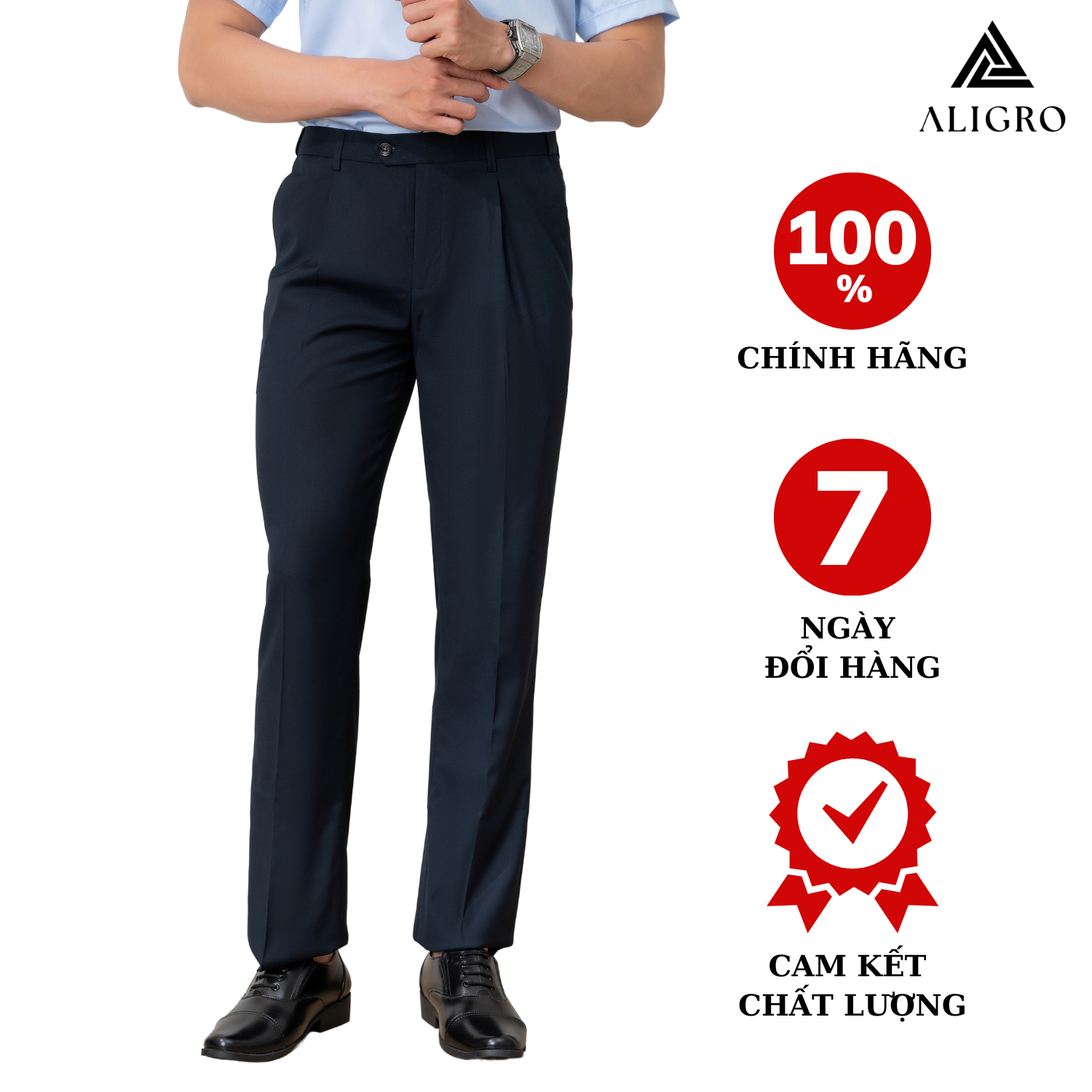 Quần Âu Nam ALIGRO 1 ly màu xanh than Chuẩn Form , Tôn Dáng, Chất Liệu Cotton Cao Cấp ALGL8019