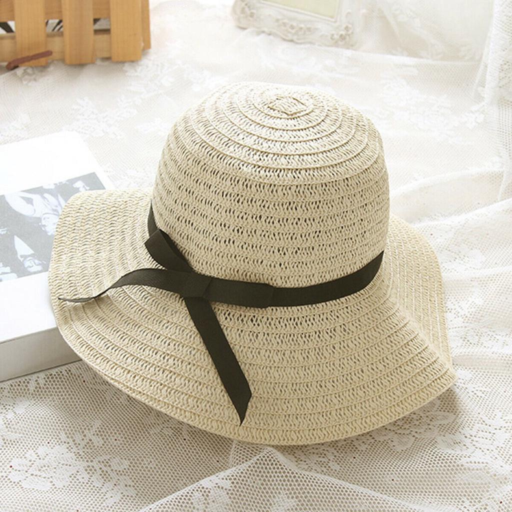 Women's Ladies Fashion Summer Beach Sun Visor Wide Brim Stripe Floppy Hat HBJYT
