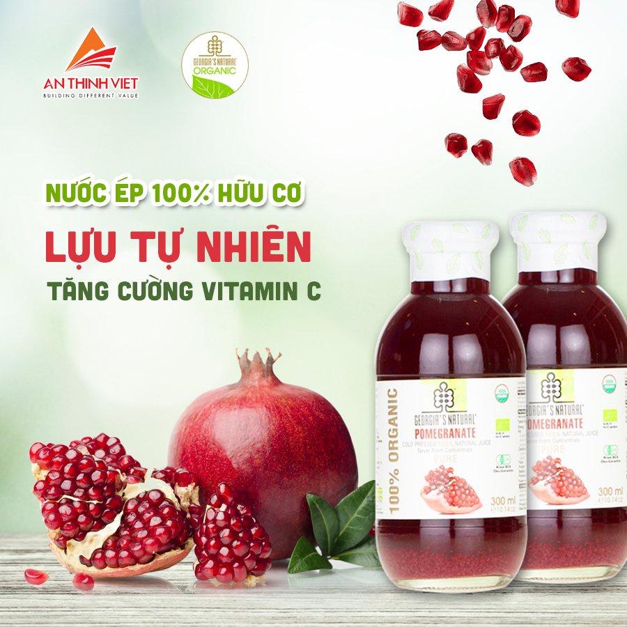 Nước Ép Trái Cây 100% Hữu Cơ Lựu Tự Nhiên Tăng Cường Vitamin C Georgia's Natural - ORGANIC Pomegranate Juice - 300ml