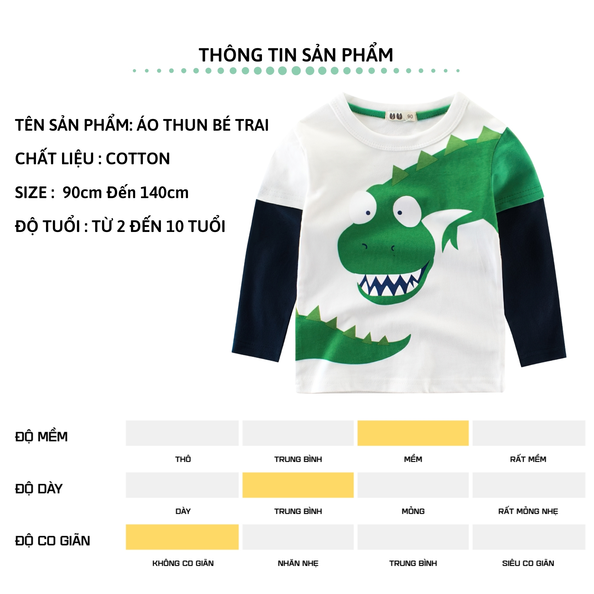 Áo thun dài tay bé trai 27Kids áo thu đông nam 100% Cotton cho trẻ từ 2-10 tuổi BLTS5