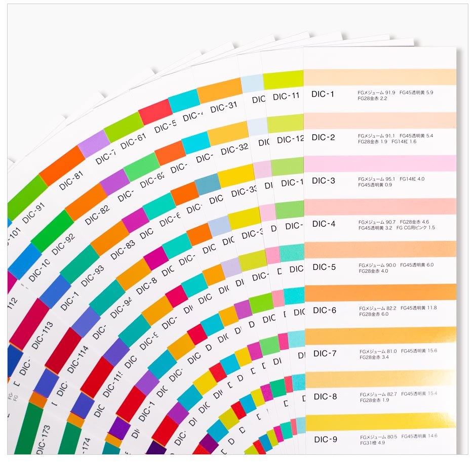 Bộ 4 thanh Tiêu chuẩn màu DIC Color Guide - 3 Thanh DIC Color Guide 123 và 1 thanh chọn màu chính hãng của DIC Coporation - Màu 1 đến 654 nhập khẩu từ Nhật dành cho ngành in ấn thiết kế