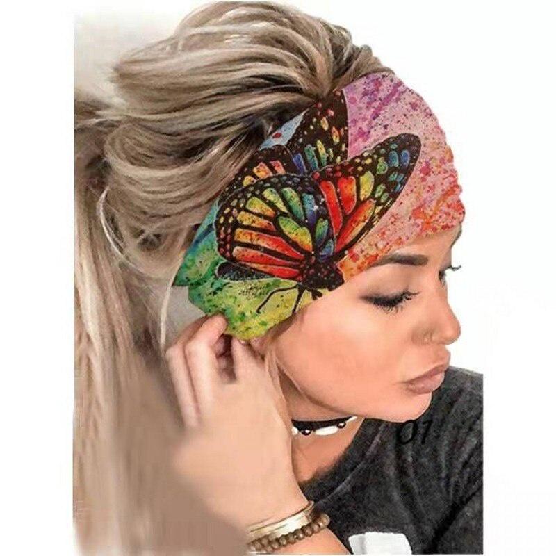 Tie-dye Women Girl Headband Sport Elastic Hair Bands Summer Bohemian Hair Band Printed Headband Sports Elastic Yoga Bandana Band