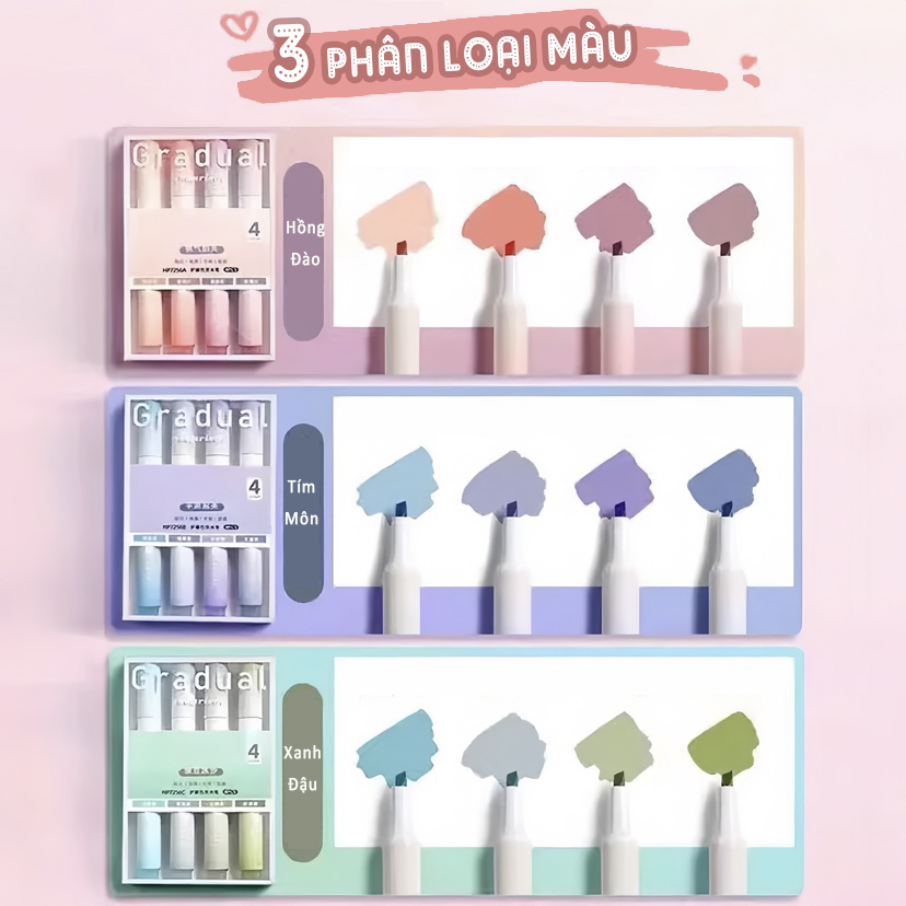 SET 4 CÂY BÚT DẠ QUANG HIGHLIGHT MÀU PASTEL