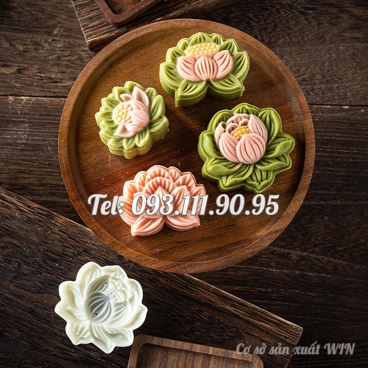 Khuôn trung thu lò xo, khuôn ép xôi hoa sen loại 50 gram – Mã số 1748