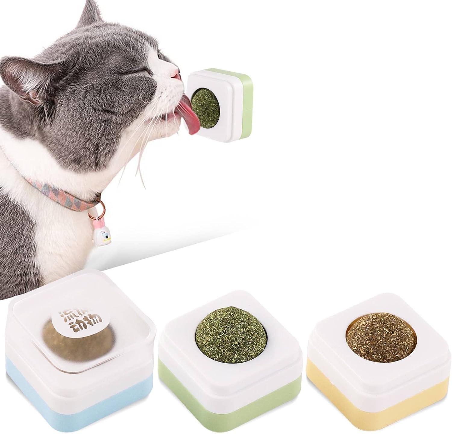 3 Bóng cỏ mèo, máy bay quay 360 ° với cỏ mèo, bóng tự nhiên làm sạch răng và thu hút mèo