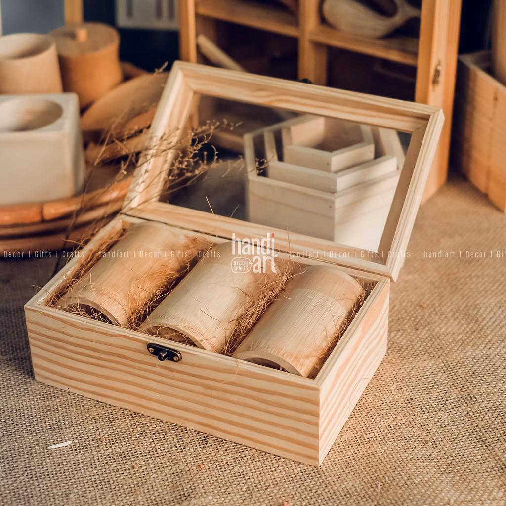 Bộ 2 Hộp gỗ nắp kính - Hộp gỗ đựng sản phẩm - wooden box glass