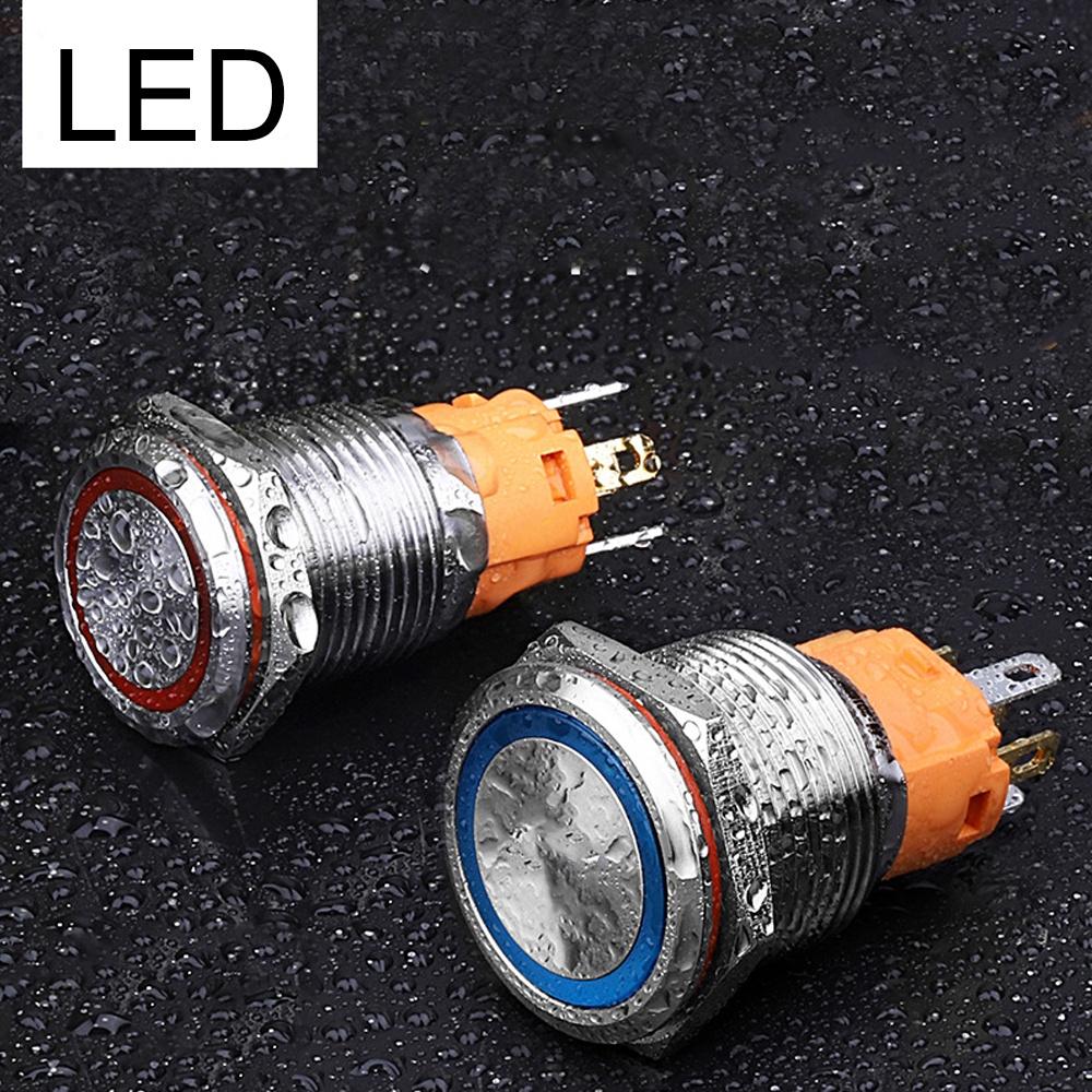 Công tắc Self-Lock 19mm, Nút nhấn tự khóa có đèn LED , Vỏ Inox chống nước, Chịu nhiệt