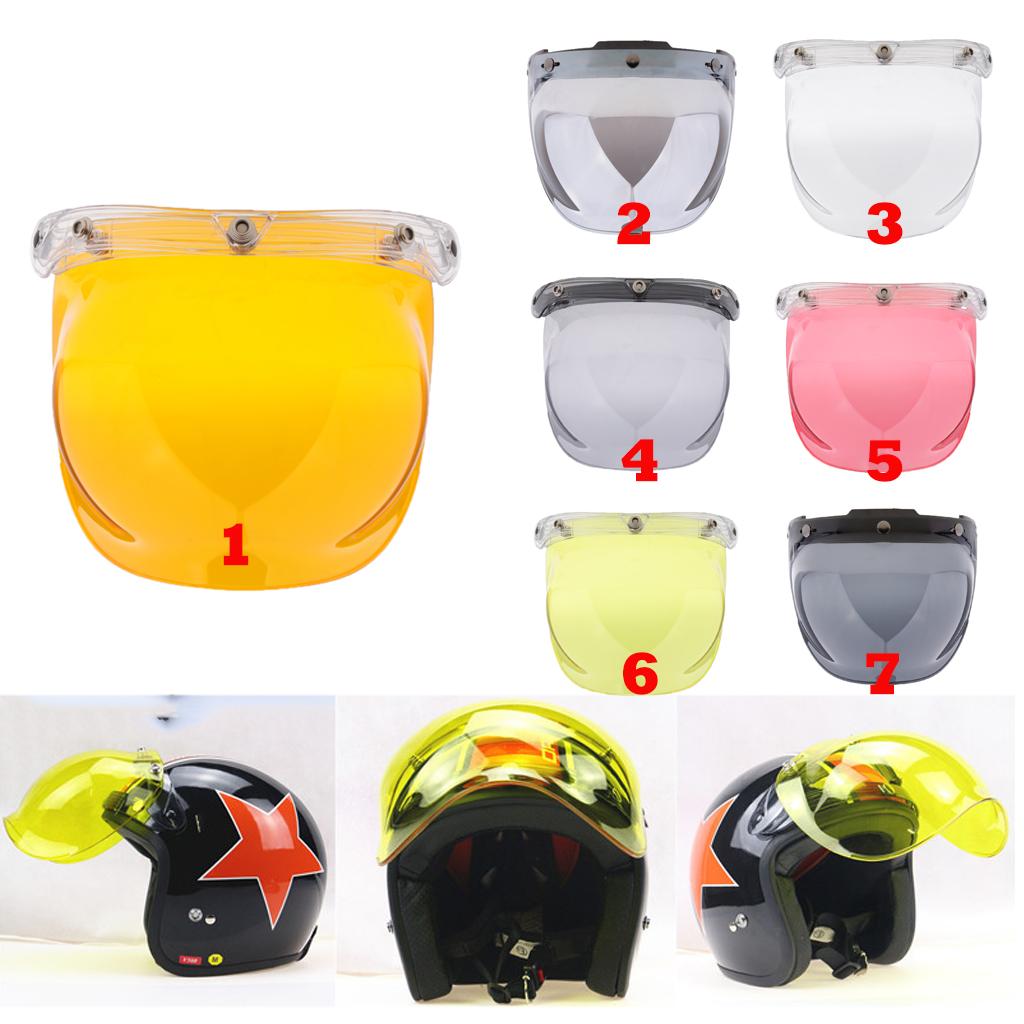 Universal Bubble 3-Snap Motorcycle Helmet Visor Flip Up Face Shield Lens Plain
