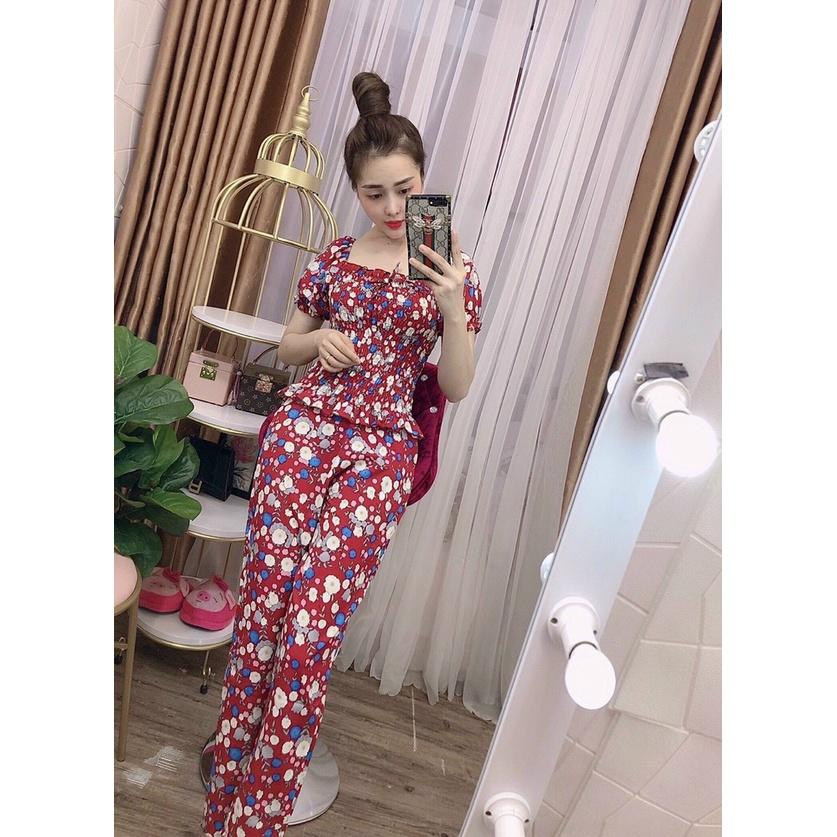 Đồ bộ nữ pijama lụa đẹp dễ thương lụa satin tay ngắn quần dài mặc nhà đồ ngủ ESHOP ST01