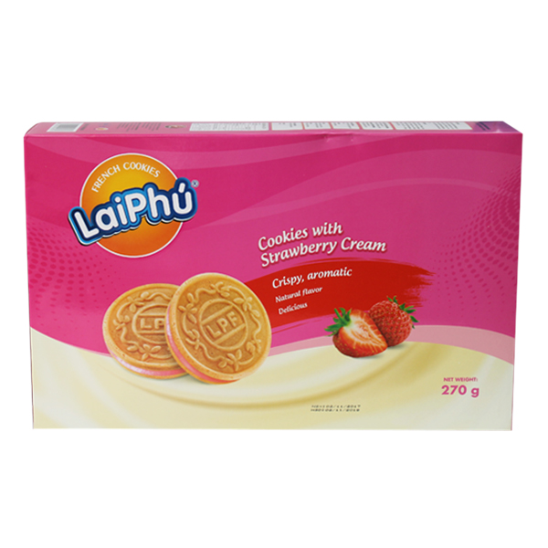 Bánh cookies Lai Phú kem Dâu 270g