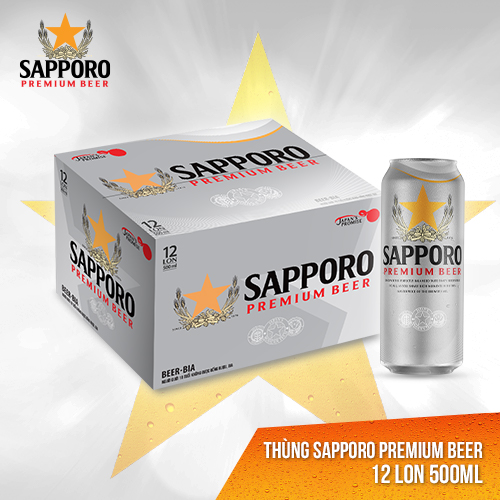 Thùng Bia Sapporo Premium - 12 lon 500ml