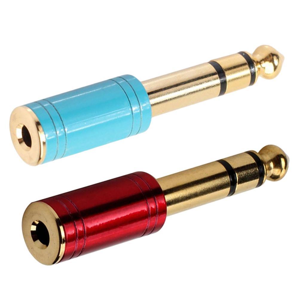 Metal 3.5mm Female to 6.5 Male Audio Stereo Headset Adapter Converter Red