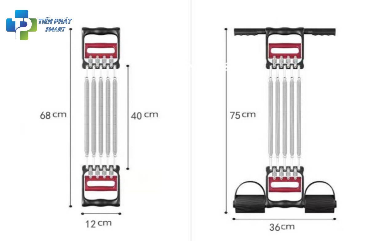 Dây Kéo Cáp 5 Lò Xo Titan Tập Thể Thao Đa Năng Có Bàn Đạp - Tập Cơ Ngực , Cơ Tay Tập GYM Hiệu Quả Tại Nhà