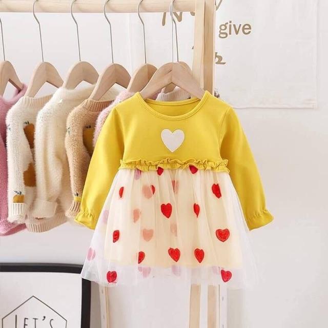 Váy dài tay cho bé gái, đầm dài tay cho bé gái