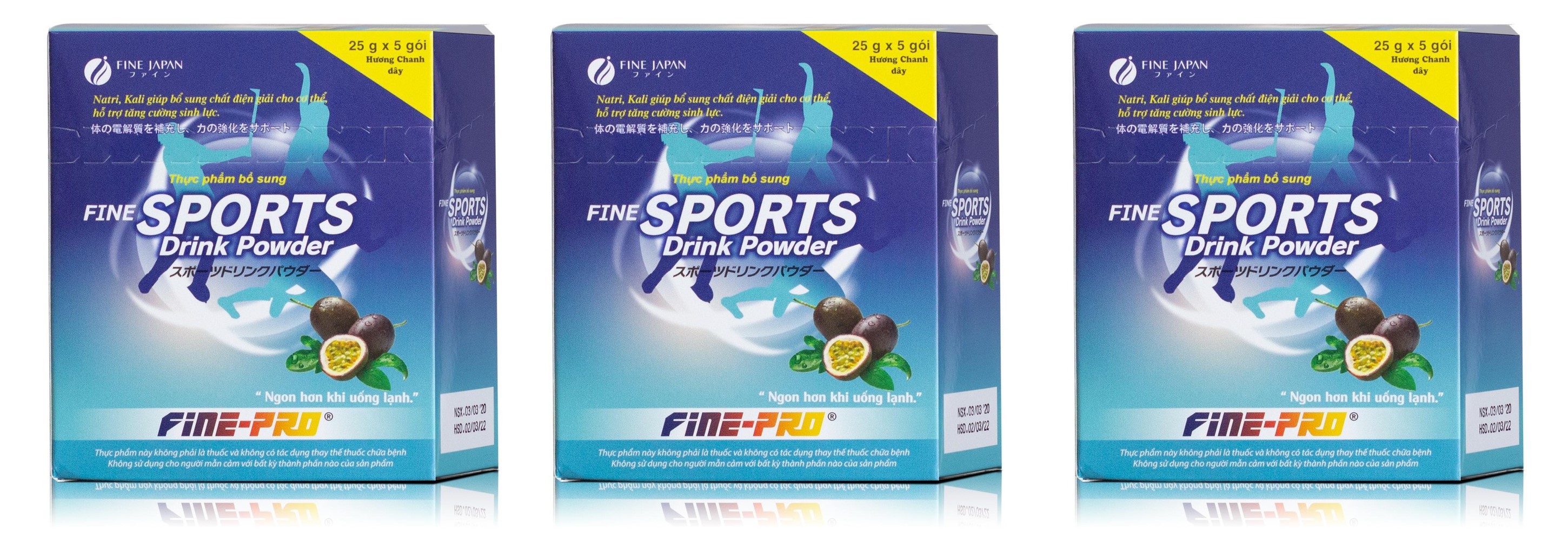Combo 3 hộp Bột pha uống bù điện giải Fine Sports Drink Powder