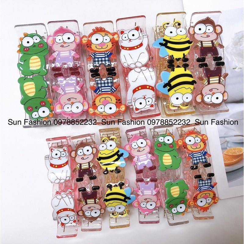 Kẹp càng cua trong suốt 3 răng, 5 răng hình thú, con vật, hoạt hình, trái cây, 12 con giáp màu sắc đáng yêu