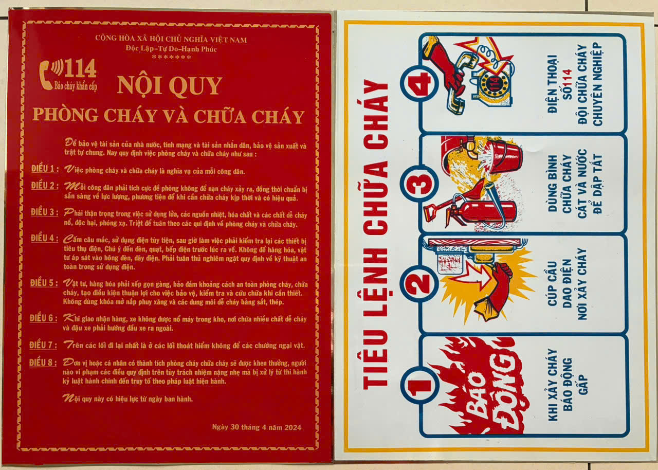 Bộ bảng nội quy tiêu lệnh PCCC