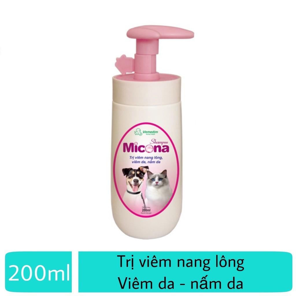 Sữa Tắm Đặc Trị Nấm Da Viêm Da Viêm nang lông Cho Chó Mèo Micona Vemedim 200ml