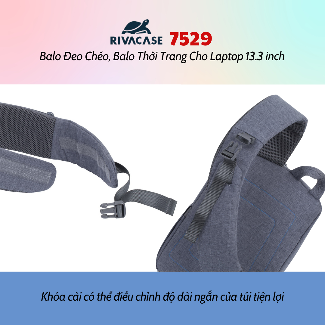 Balo Rivacase 7529  Đeo Chéo, Balo Thời Trang Cho Laptop 13.3 inch - Bảo Hành 24 Tháng - Hàng Chính Hãng