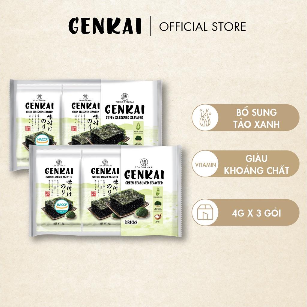 Rong Biển Ăn Liền GENKAI Lá Xanh 12g (4g x 3 gói