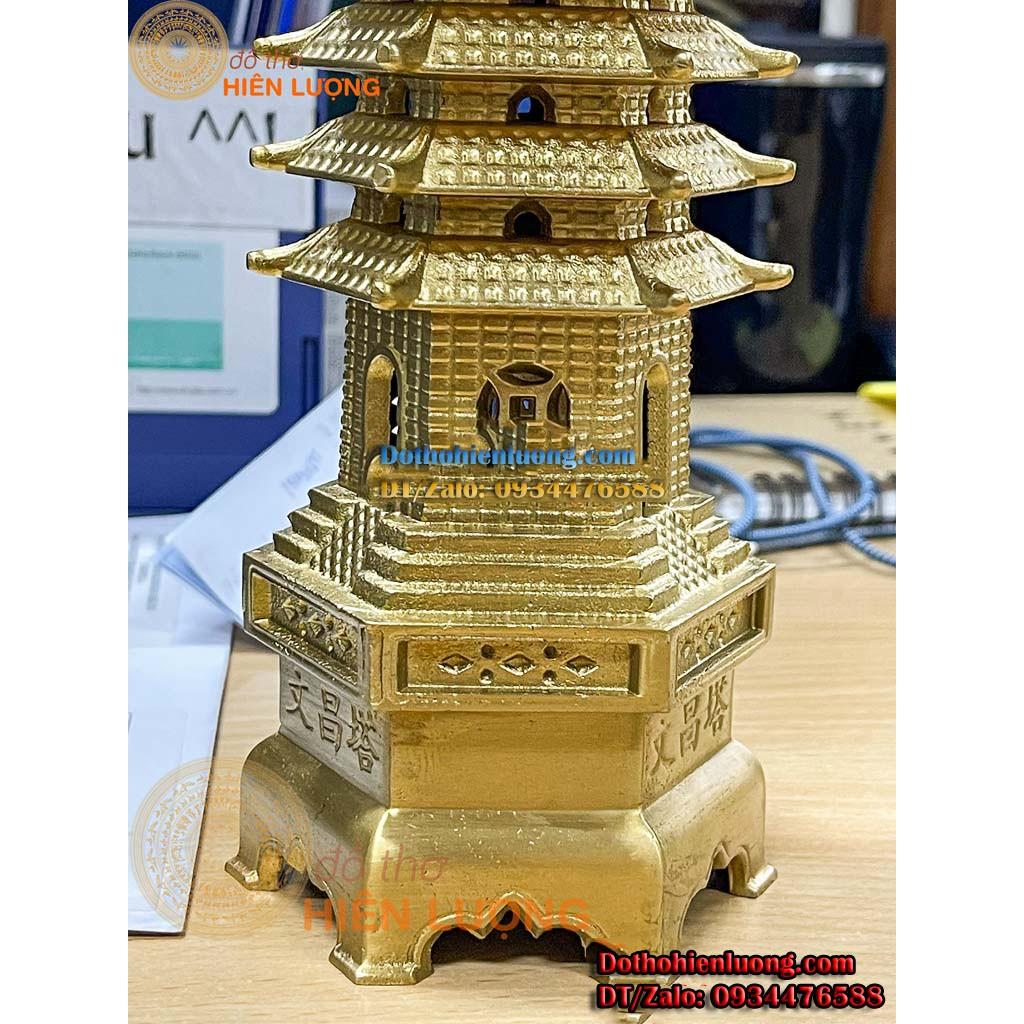 Tháp Văn Xương 9 Tầng Loại Đẹp Đúc Nguyên Khối Bằng Đồng Cao 30cm