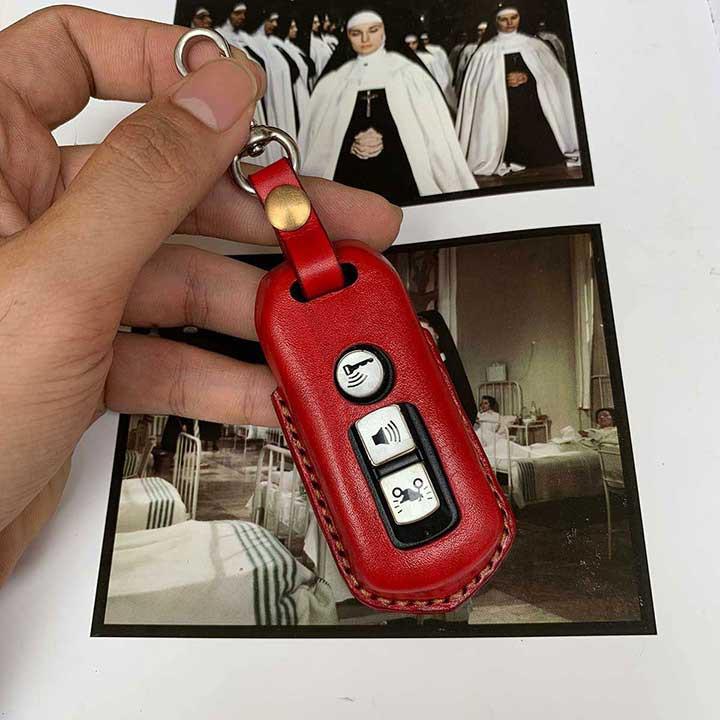 Bao da chìa khóa SH - đồ da handmade - da bò - màu đỏ DT386