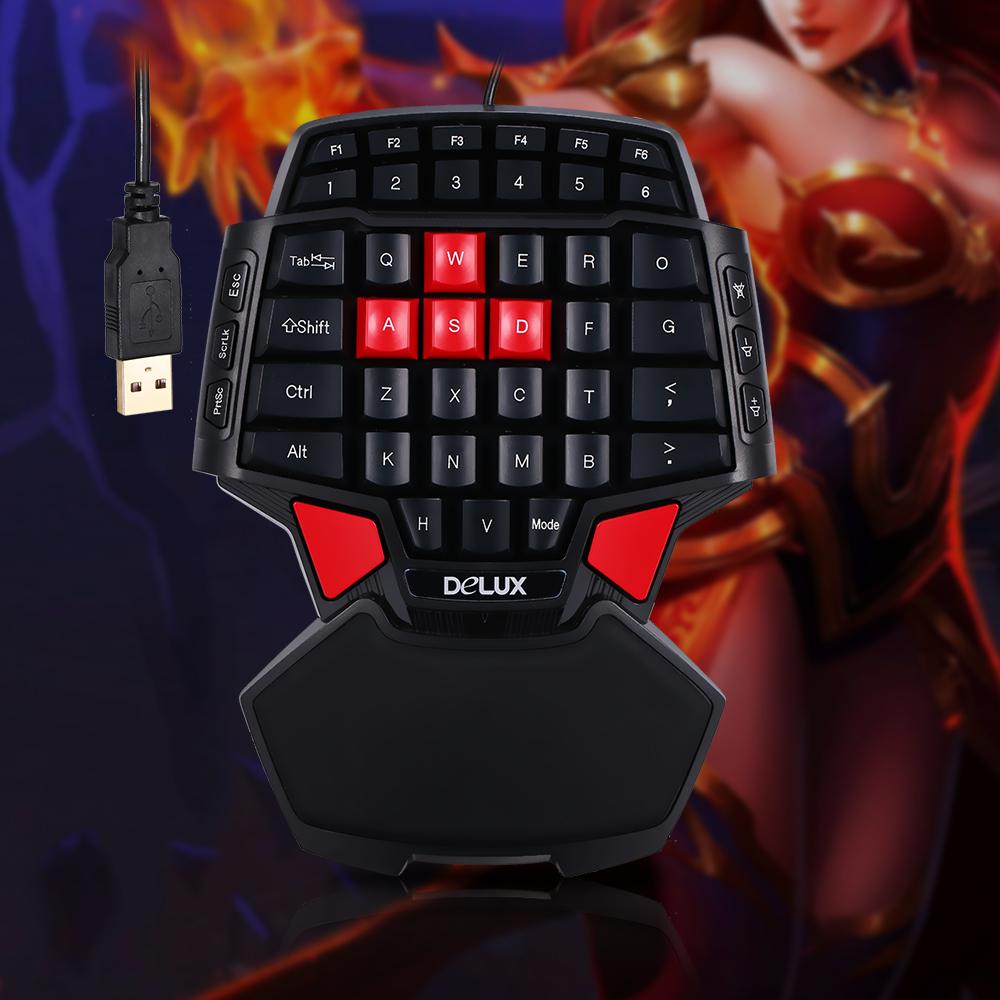 Bàn phím chơi game Esport có dây USB dùng một tay chuyên nghiệp Delux T9 47 phím