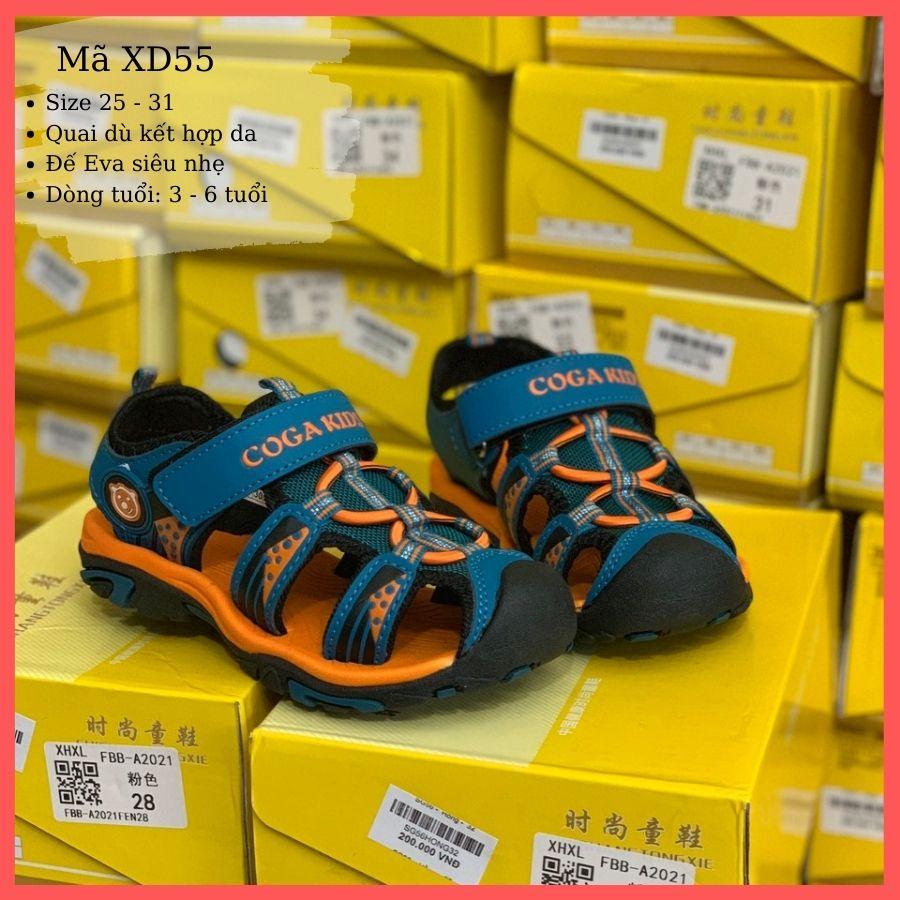 Sandal bít mũi XD55 cho bé trai, trẻ em nam 3 - 6 tuổi siêu nhẹ, đàn hồi, chống trơn trượt quai hậu thời trang