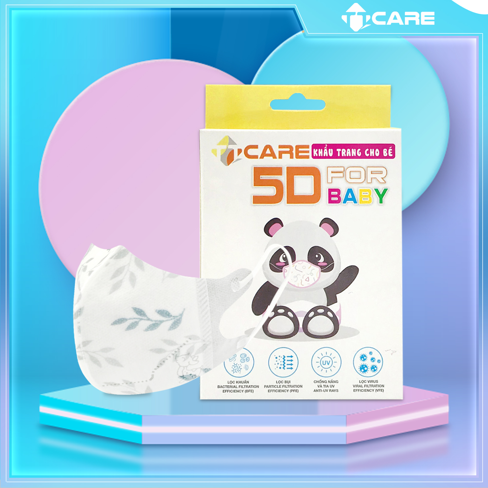 [COMBO 10 HỘP] Khẩu Trang Cho Bé 3 Lớp TTCARE - 5D BABY Màu Trơn Kháng Khuẩn Đạt Chuẩn Chất Lượng Quốc Tế- HỘP 10 CÁI