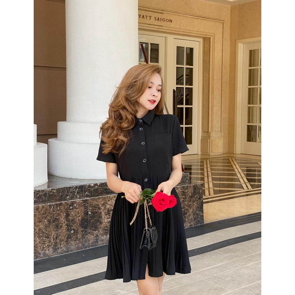 ĐẦM XẾP LY ĐEN FORM RỘNG