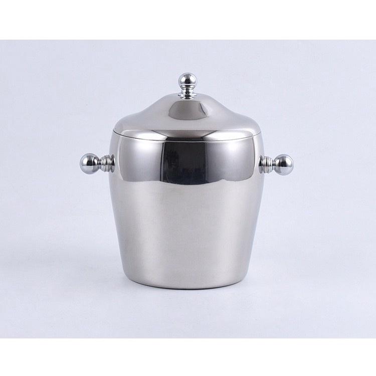 Xô Đá Inox #304 Bóng Cao Cấp Giữ Nhiệt Không Quai 2 Lớp Dày - 1.2 L