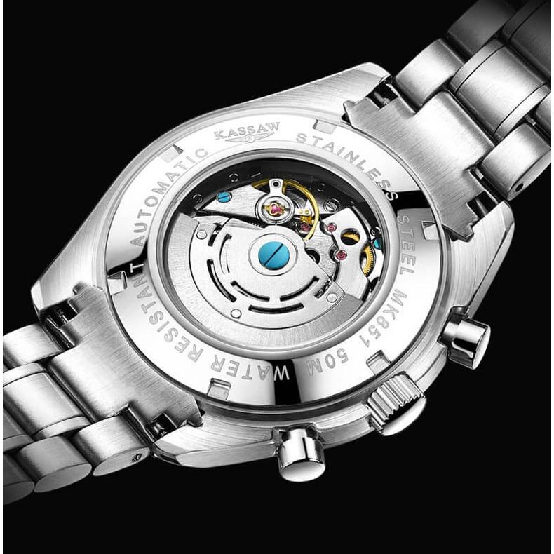 Đồng hồ nam chính hãng KASSAW K851-2 chống nước,chống xước,kính sapphire,Đồng hồ cơ (Automatic) ,dây kim loại thép không ghỉ 316,hàng mới 100%