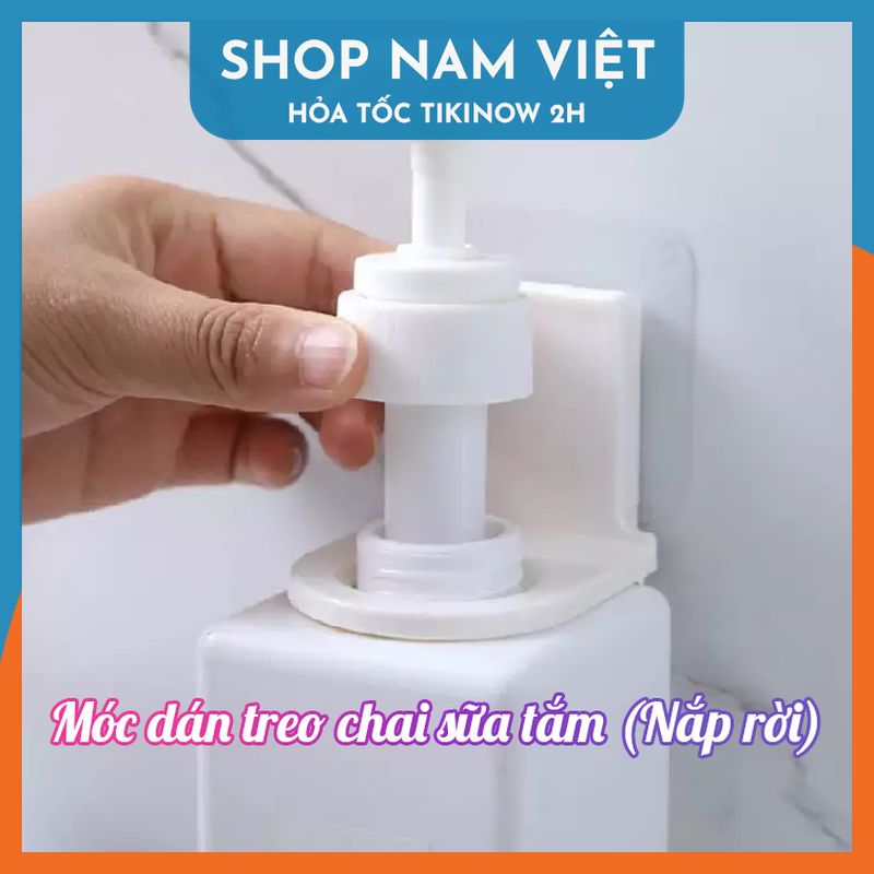 Combo 3 Móc Dán Treo Chai Sữa Tắm, Dầu Gội (Loại Nắp Rời) - Miếng Dán Tường Nhà Tắm