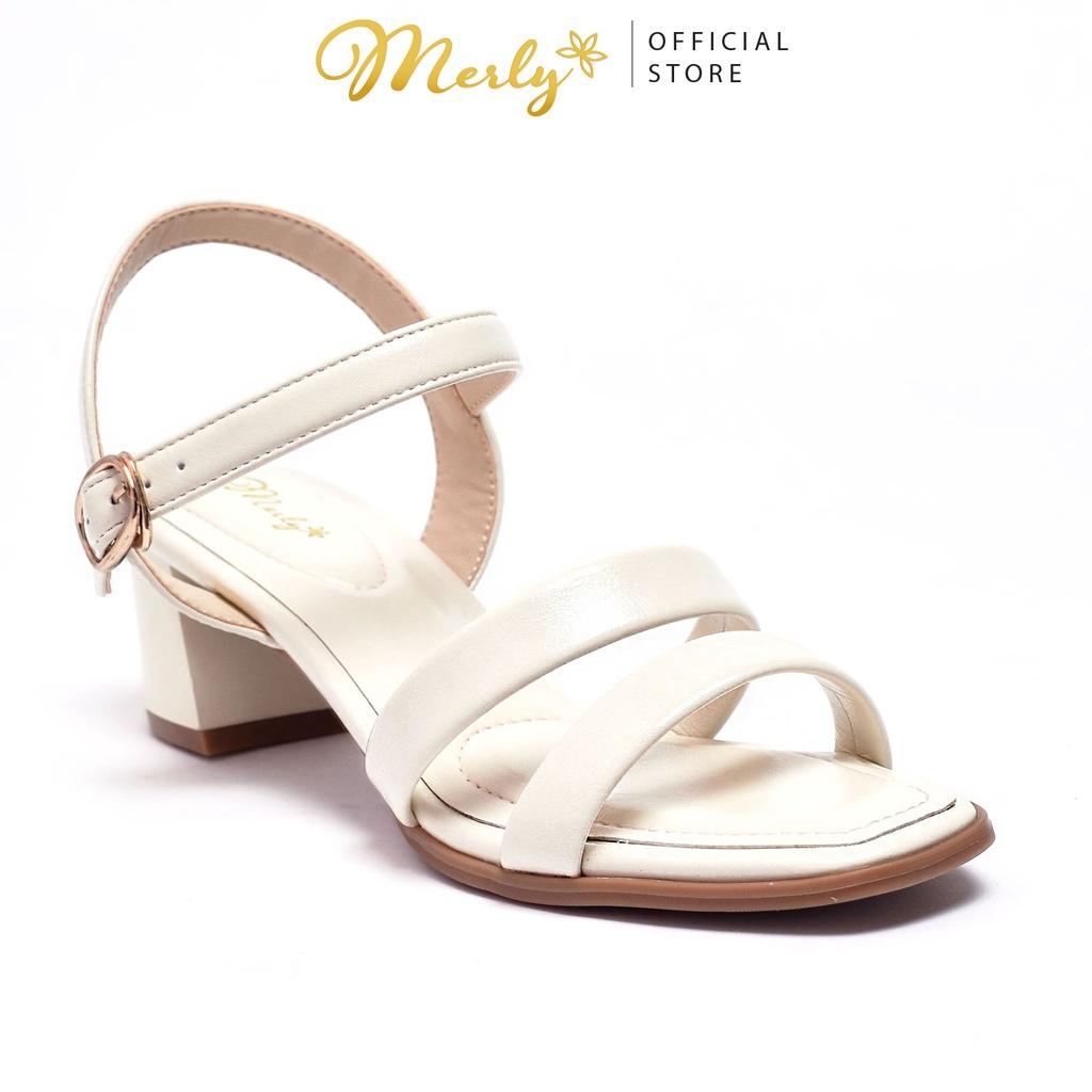 Giày xăng đan nữ gót vuông 5p Merly 1362, Giày sandal nữ quai ngang, Giày sandal nữ big size, Giày xăng đan nữ cao gót