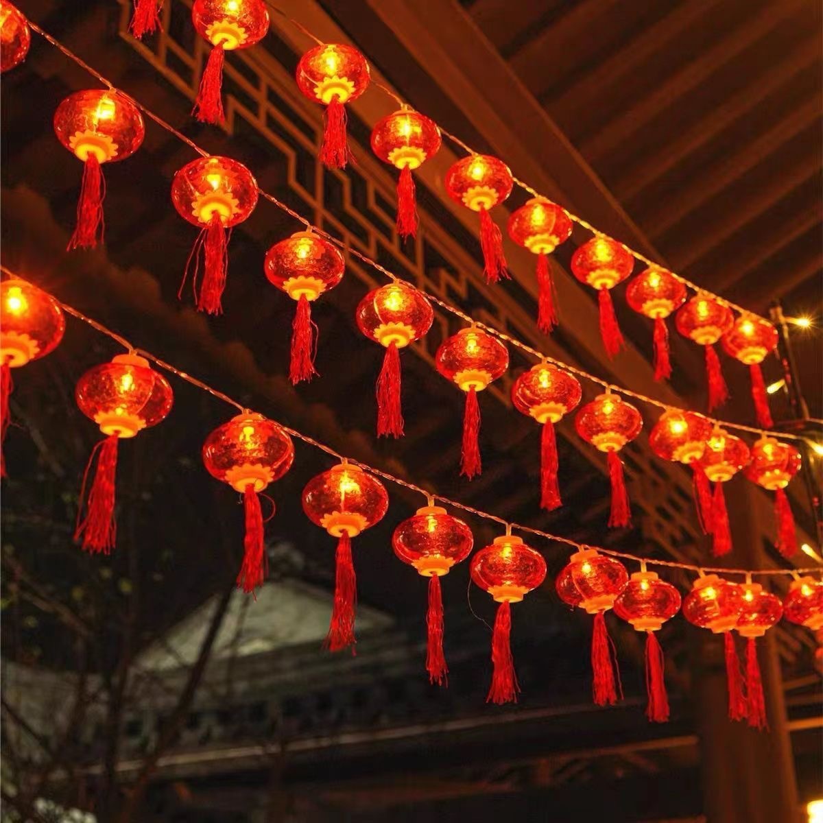 Đèn trang trí năng lượng mặt trời dây đèn lồng đỏ, tiết kiệm điện, bóng siêu sáng, chống thấm nước - DA3191