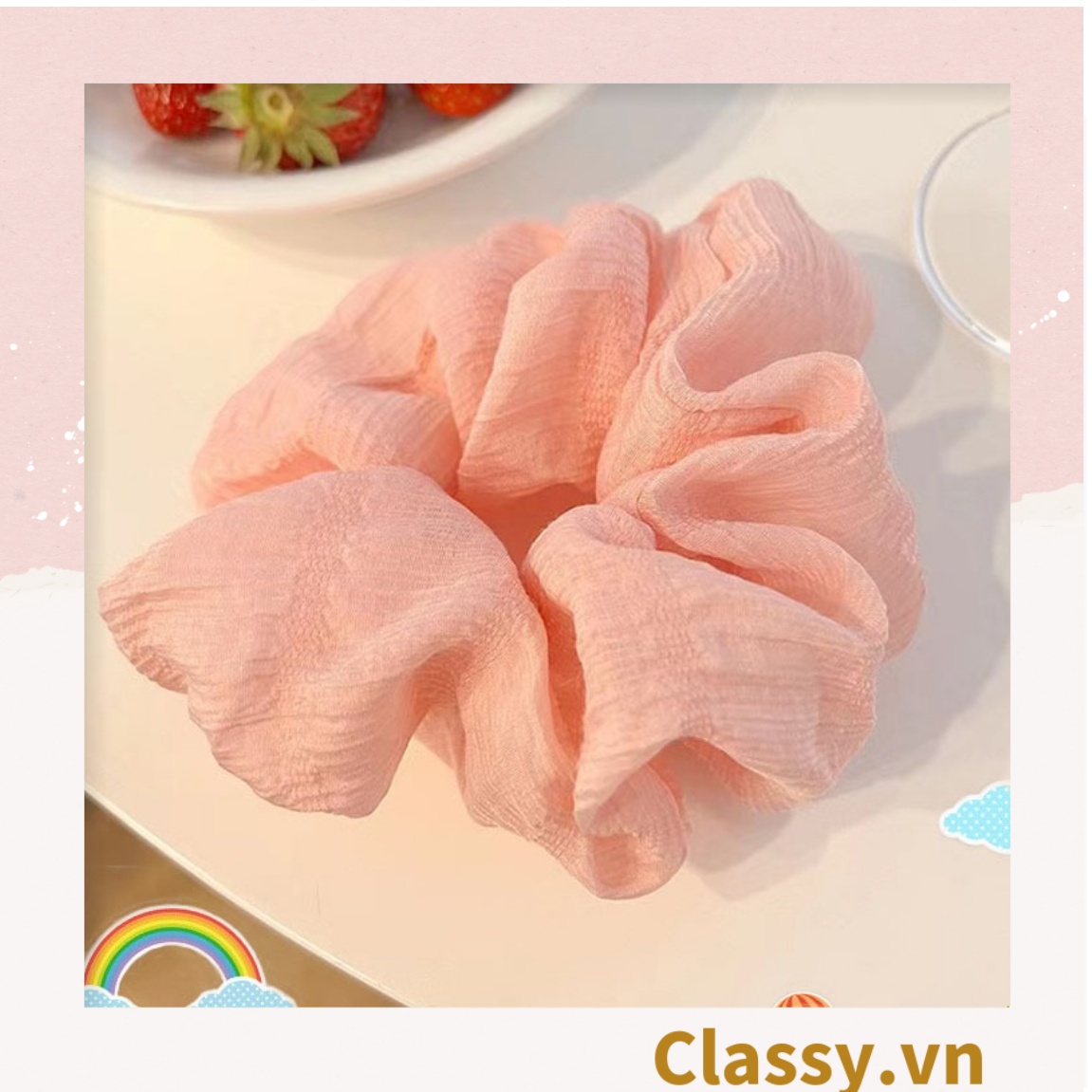 Dây cột tóc Classy, Scrunchies vải voan mềm mịn, màu sắc tông pastel trang nhã PK1505