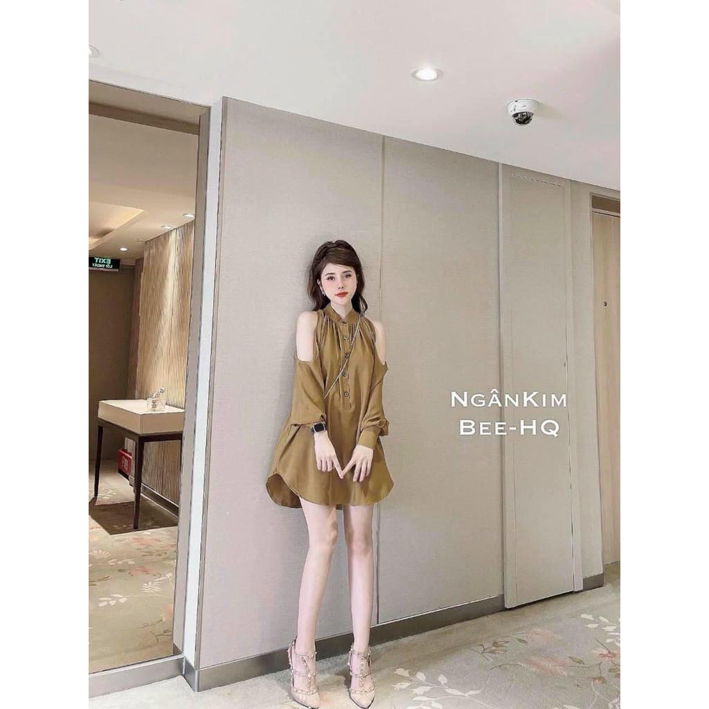 Áo Sơ Mi Form Rộng Giấu Quần Khoét Vai Dài Tay