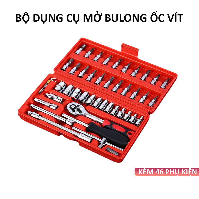 Bộ Dụng Cụ Sửa Chữa 46 Món, Bộ Dụng Cụ Đa Năng Nhiều Phụ Kiện, Dụng Cụ Mở Bulong Ốc Vít