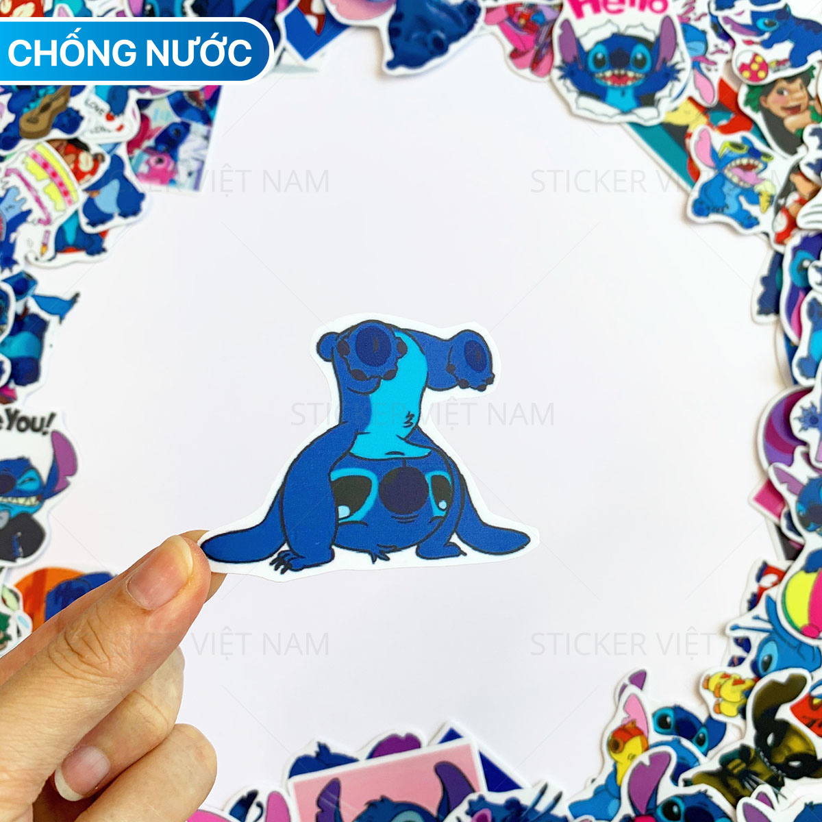 Sticker  STITCH Lilo - Dán Trang Trí - Chất Liệu PVC Cán Màng Chất Lượng Cao Chống Nước, Chống Nắng, Không Bong Tróc Phai Màu