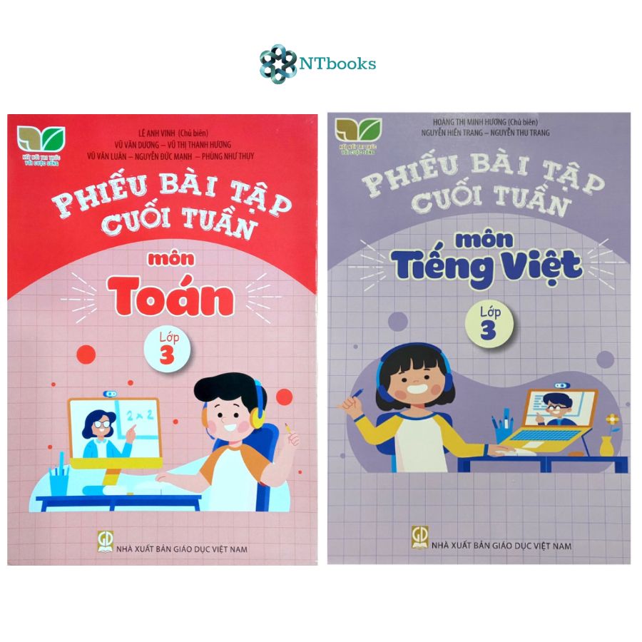 Combo 2 cuốn Phiếu bài tập cuối tuần Toán, Tiếng Việt Lớp 3 - Kết Nối Tri Thức