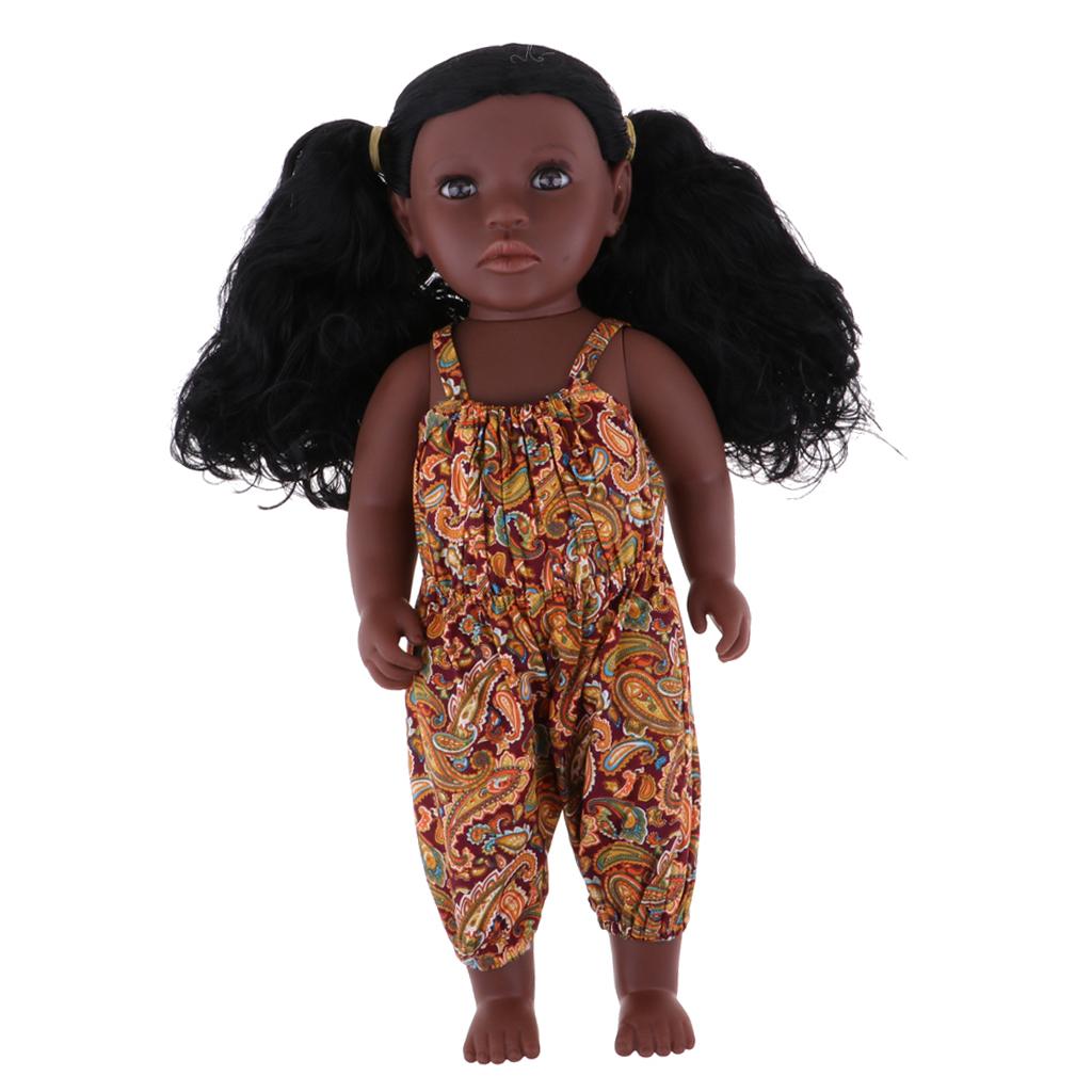 17 inch Lifelike Baby Doll Girl Baby With Handmade Colorful Jumpsuits Kids Sleeping Toy