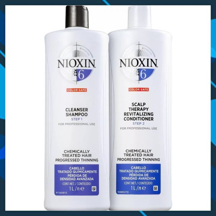 Bộ dầu gội xả Nioxin 6 Chemically Treated Hair Progressed Thinning Cho tóc uốn duỗi tẩy có dấu hiệu thưa rụng Mỹ 1000ml