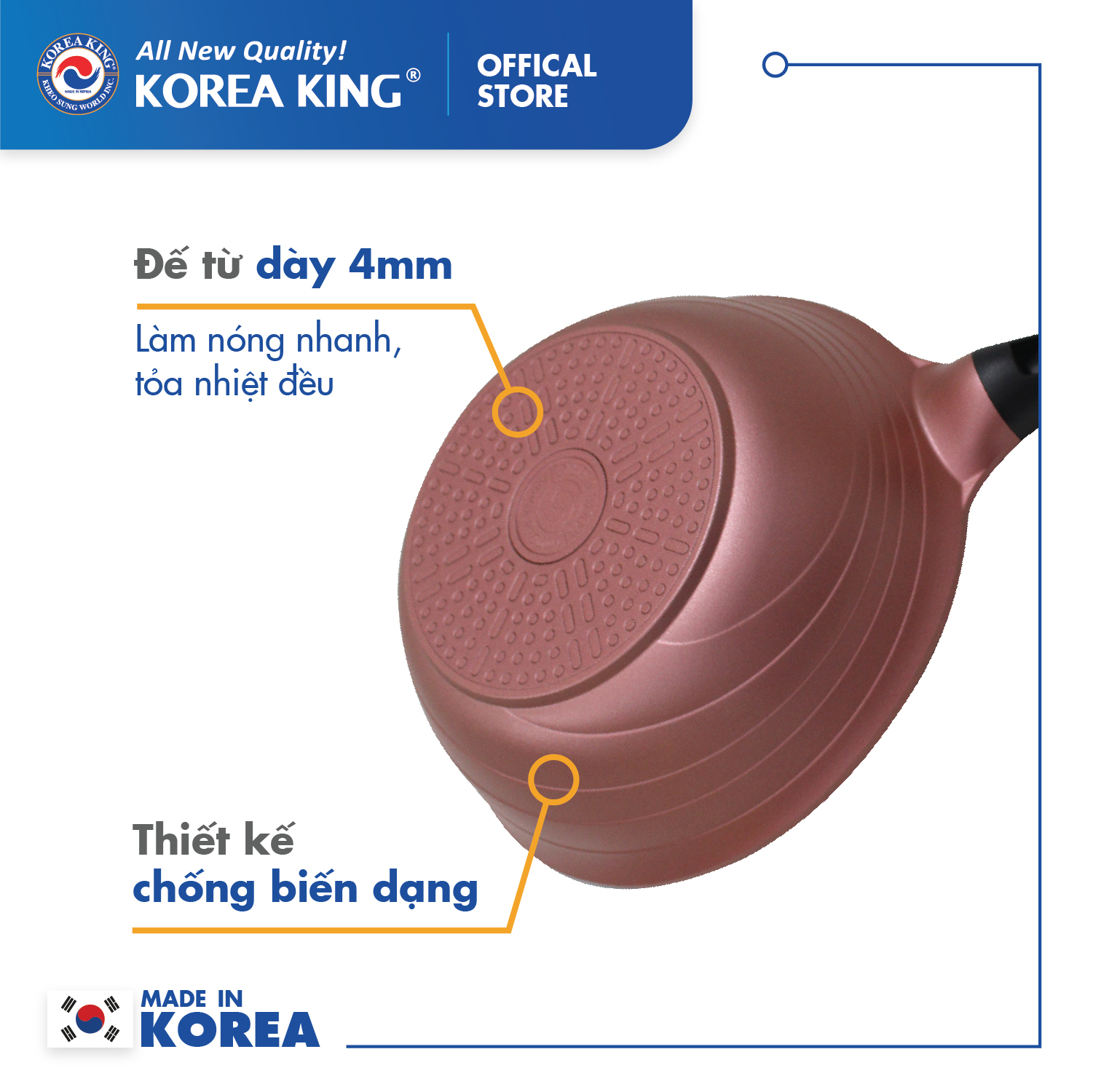 Chảo sâu Colormic Korea King KW-24CI (size 24cm) - Hàng chính hãng