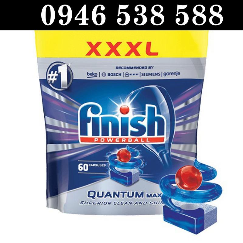 Viên rửa bát Finish Quantum 72 viên - muoi Finish 1.2kg - Dùng cho Máy rửa bát