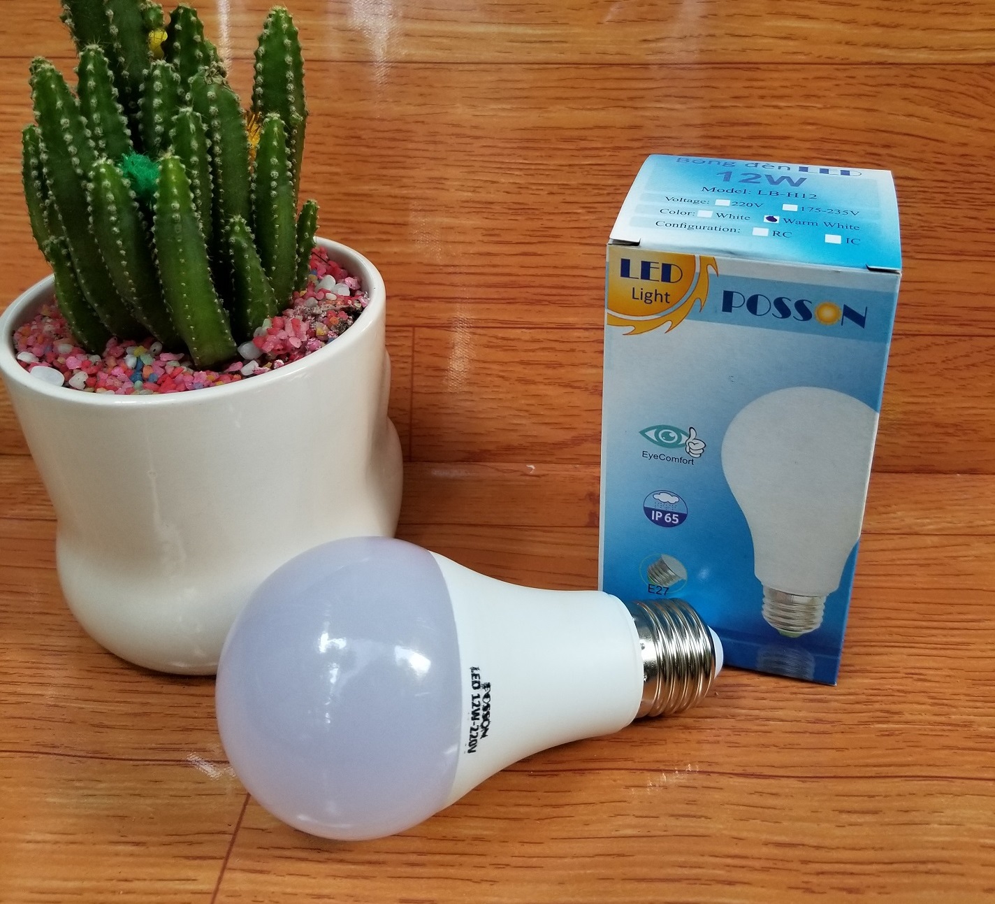 Sỉ 100 Bóng đèn Led 12w bup tròn A60 bulb tiết kiệm điện kín chống nước mưa Posson LB-12x