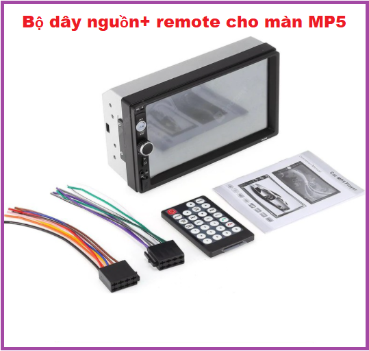 Bộ dây nguồn và điều khiển remote cho màn MP5, màn 2 DIN ô tô, xe hơi