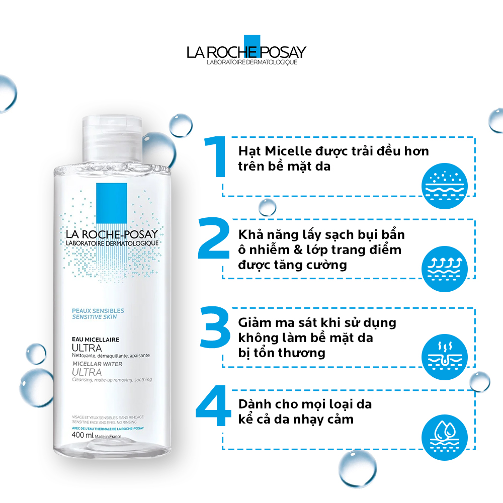 Nước làm sạch sâu và tẩy trang cho da nhạy cảm Micellar Water Ultra Sensitive Skin 400ml