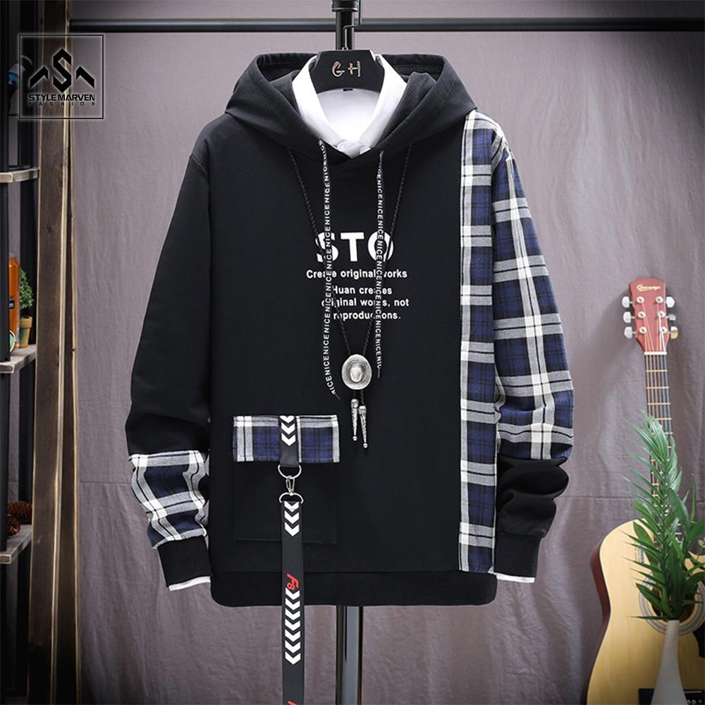 Áo hoodie nỉ nam thu đông thể thao STYLE MARVEN in chữ STO túi hộp kèm móc dây cá tính - TOP NAM 122