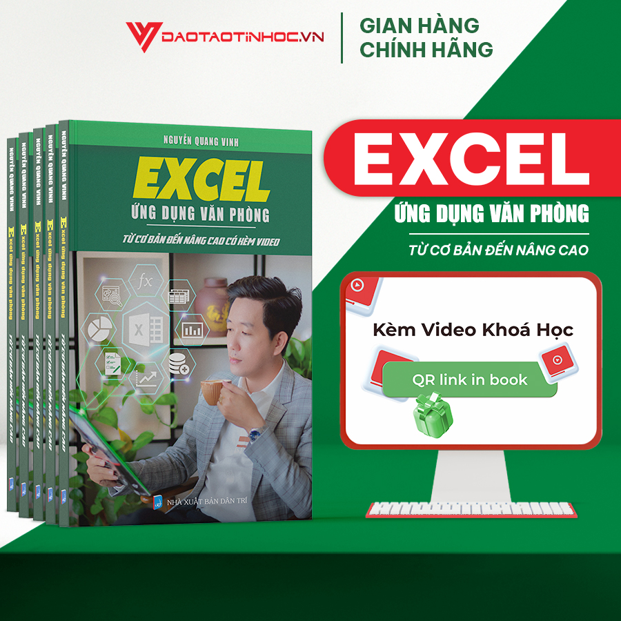 Combo 5 Sách Excel ĐÀO TẠO TIN HỌC Ứng Dụng Văn Phòng Từ Cơ Bản Đến Nâng Cao Có Kèm Video Khóa Học